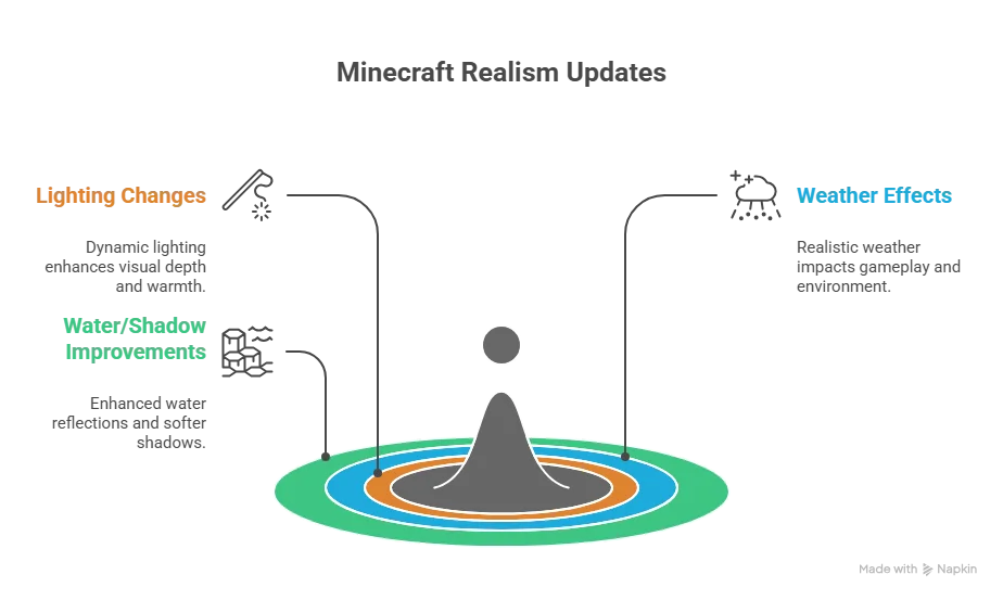 Minecraft Apk Download latest version 1.26.10.23 for android 2026 22 Realistic Minecraft mod gameplay showing detailed textures, realistic lighting, and lifelike environment.