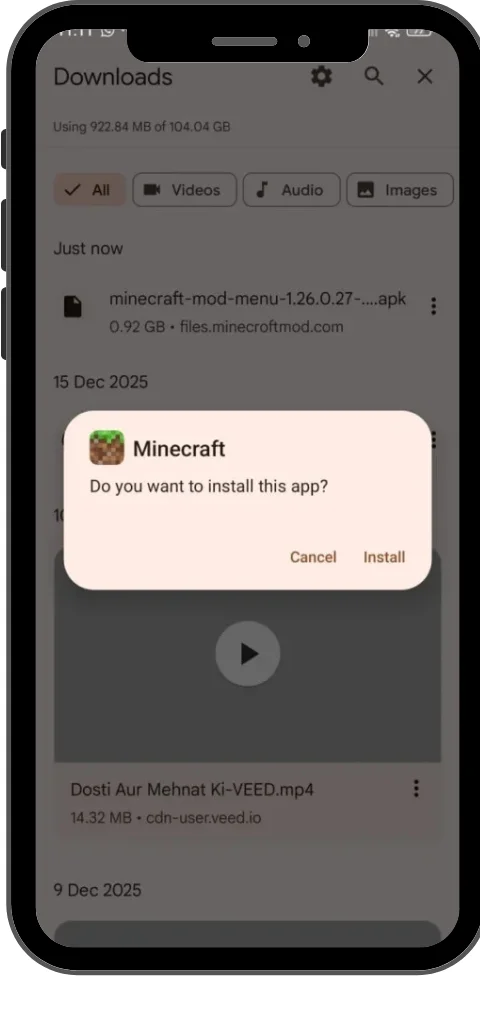 Minecraft Apk Download latest version 1.26.10.23 for android 2026 12 click the install button